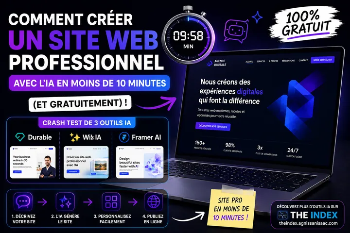 Illustration de l'article : Créer un site web professionnel avec l'IA en moins de 10 minutes (et gratuitement) ? Ce qu'en disent vraiment les utilisateurs